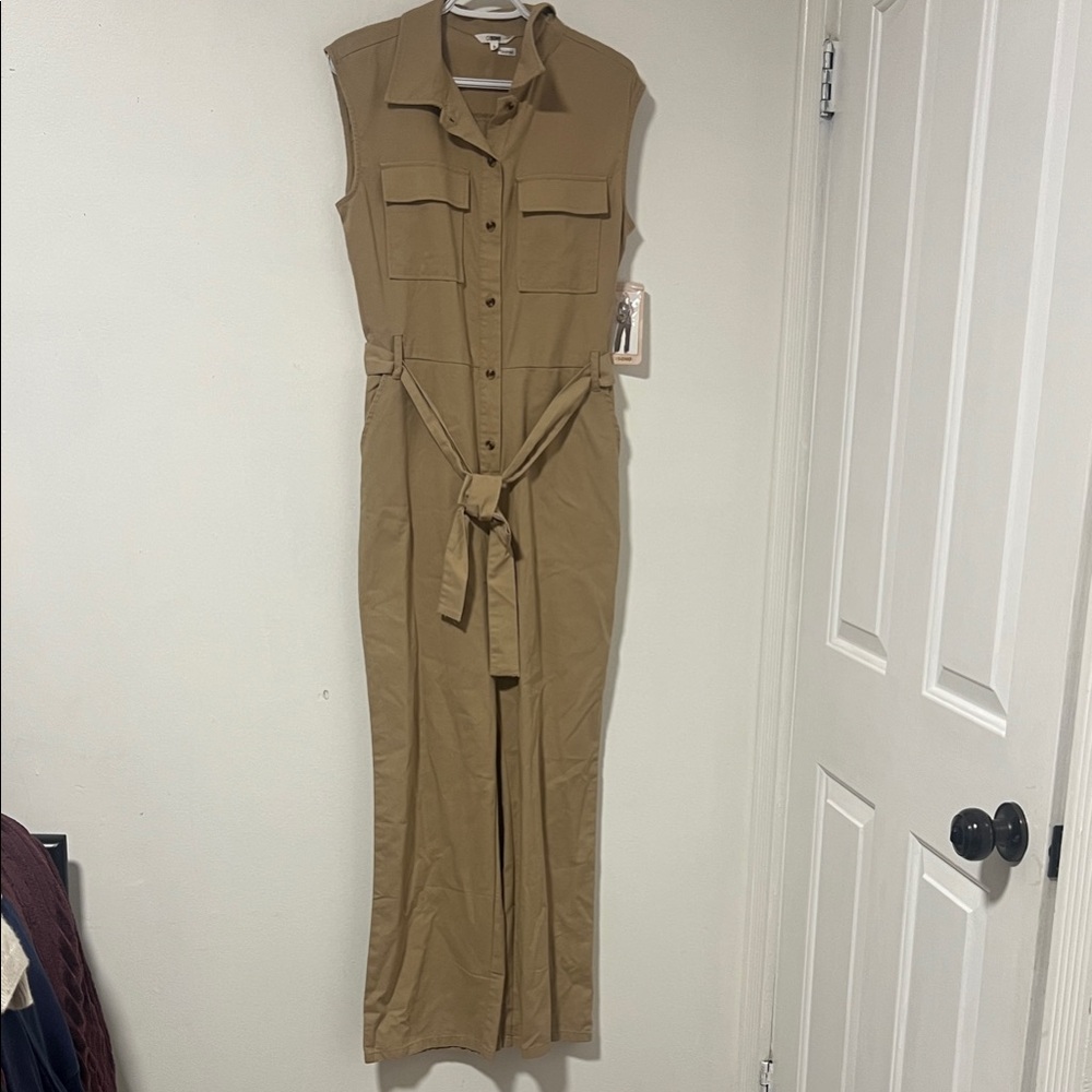 Ci Sono Sleeveless Tan Jumpsuit
